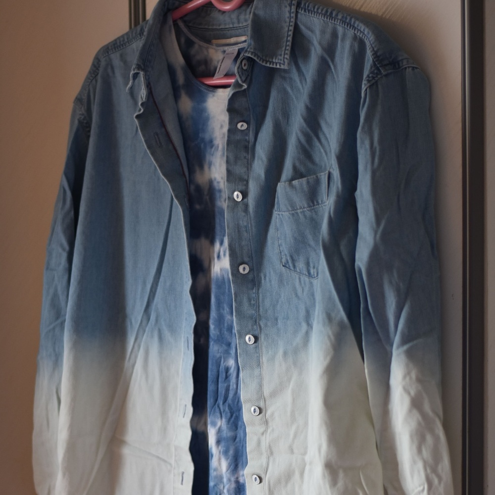 Ombre denim button down shirt